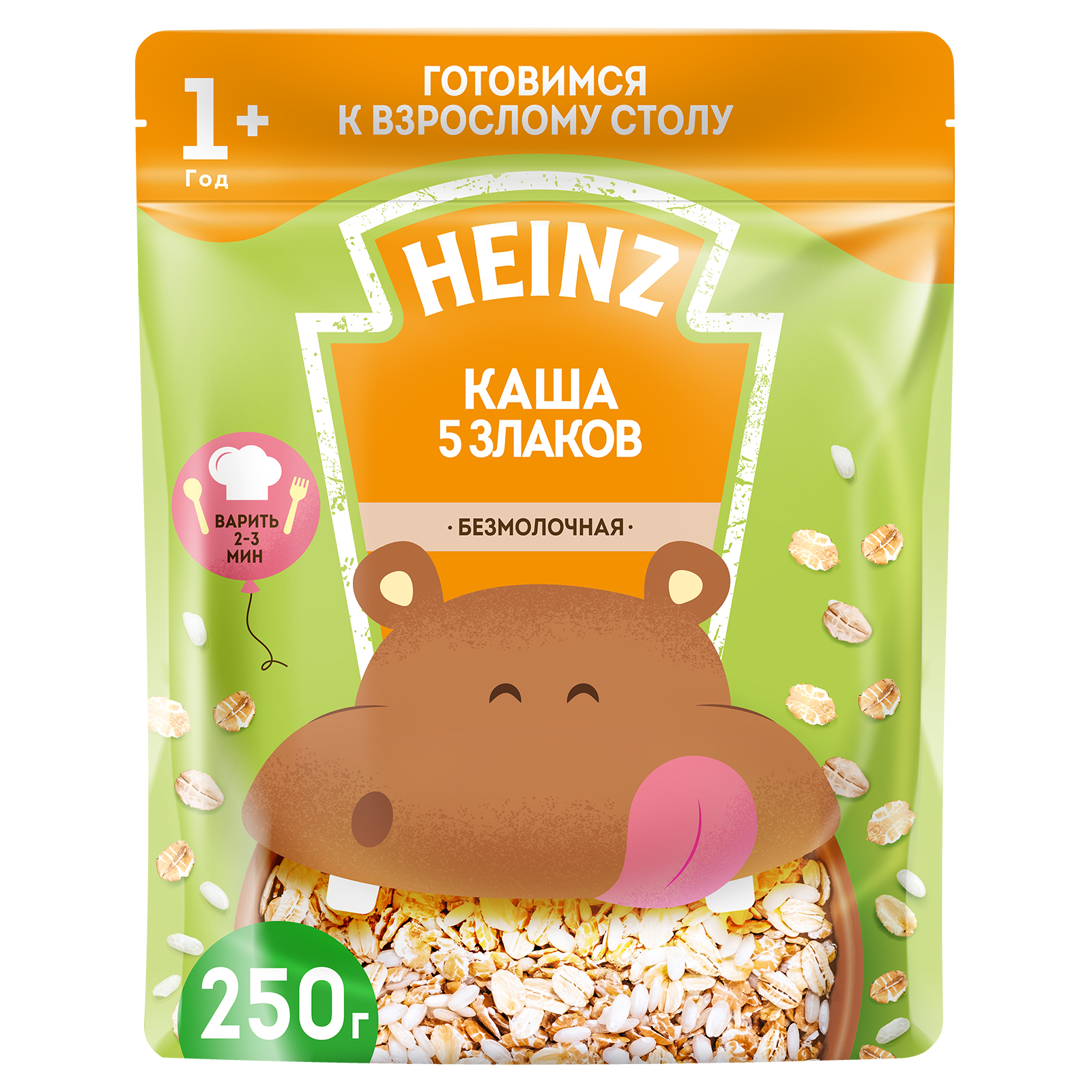 Каша Heinz безмолочная Я большой 5 злаков пауч 250г - фото 1