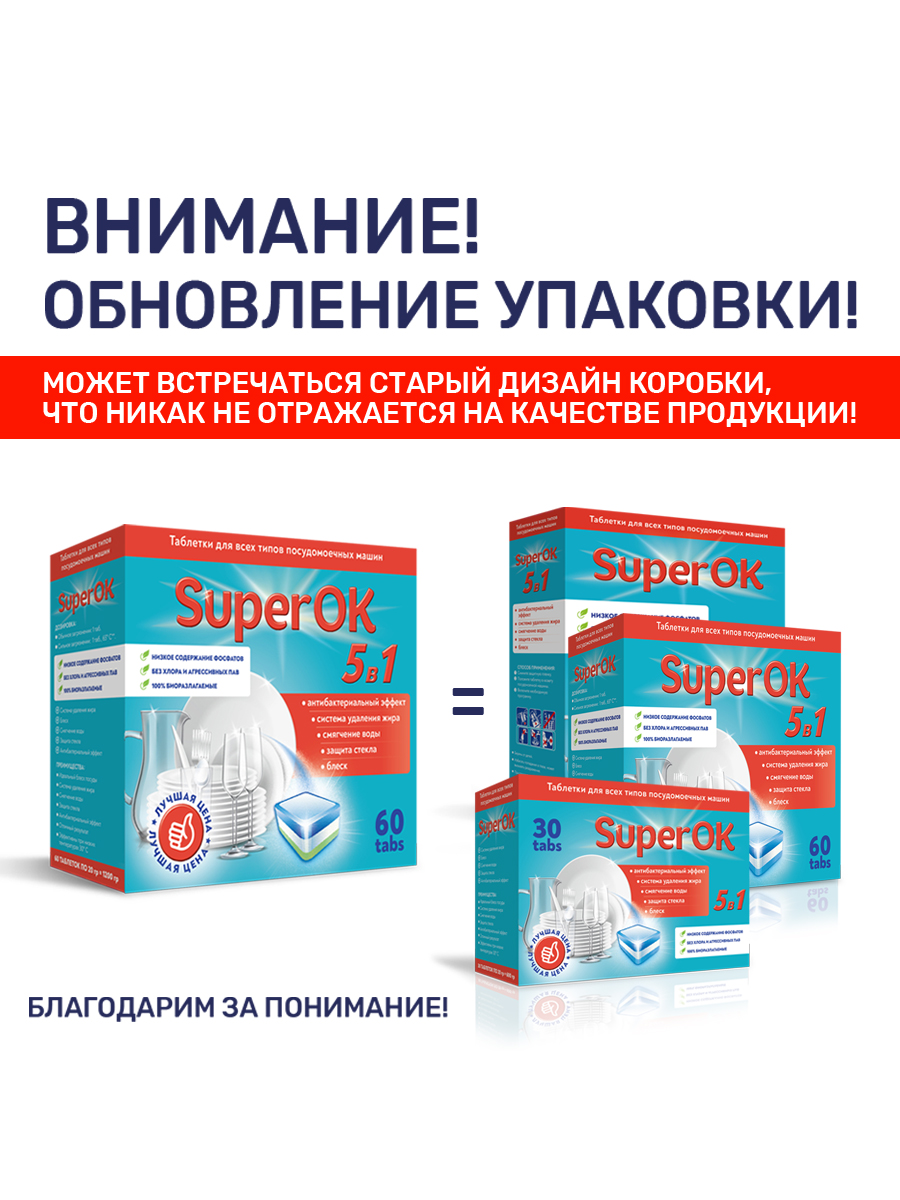 Таблетки SuperOK для посудомоечных машин 30 шт - фото 8