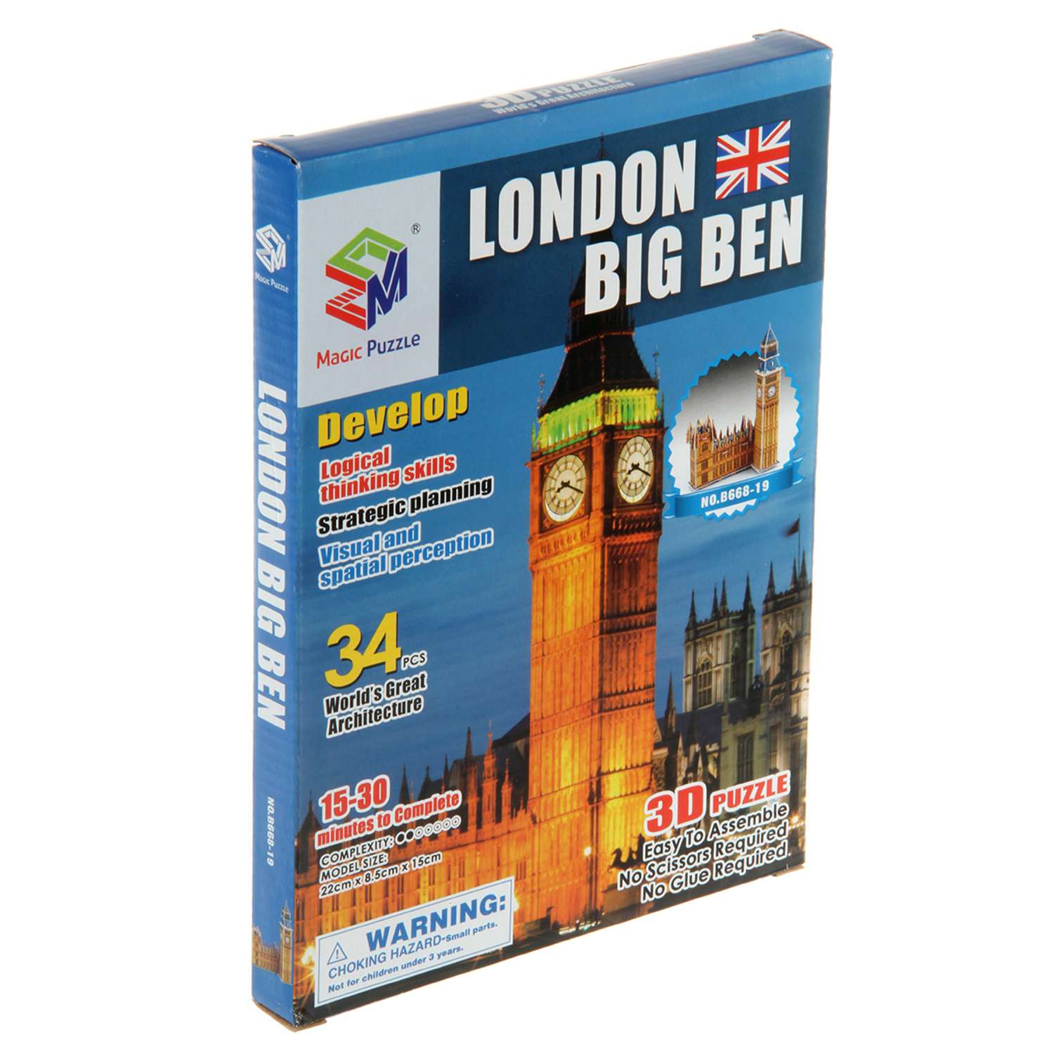 3D пазл Veld Co Мировая архитектура Лондонский Биг Бэн 34 детали - фото 2