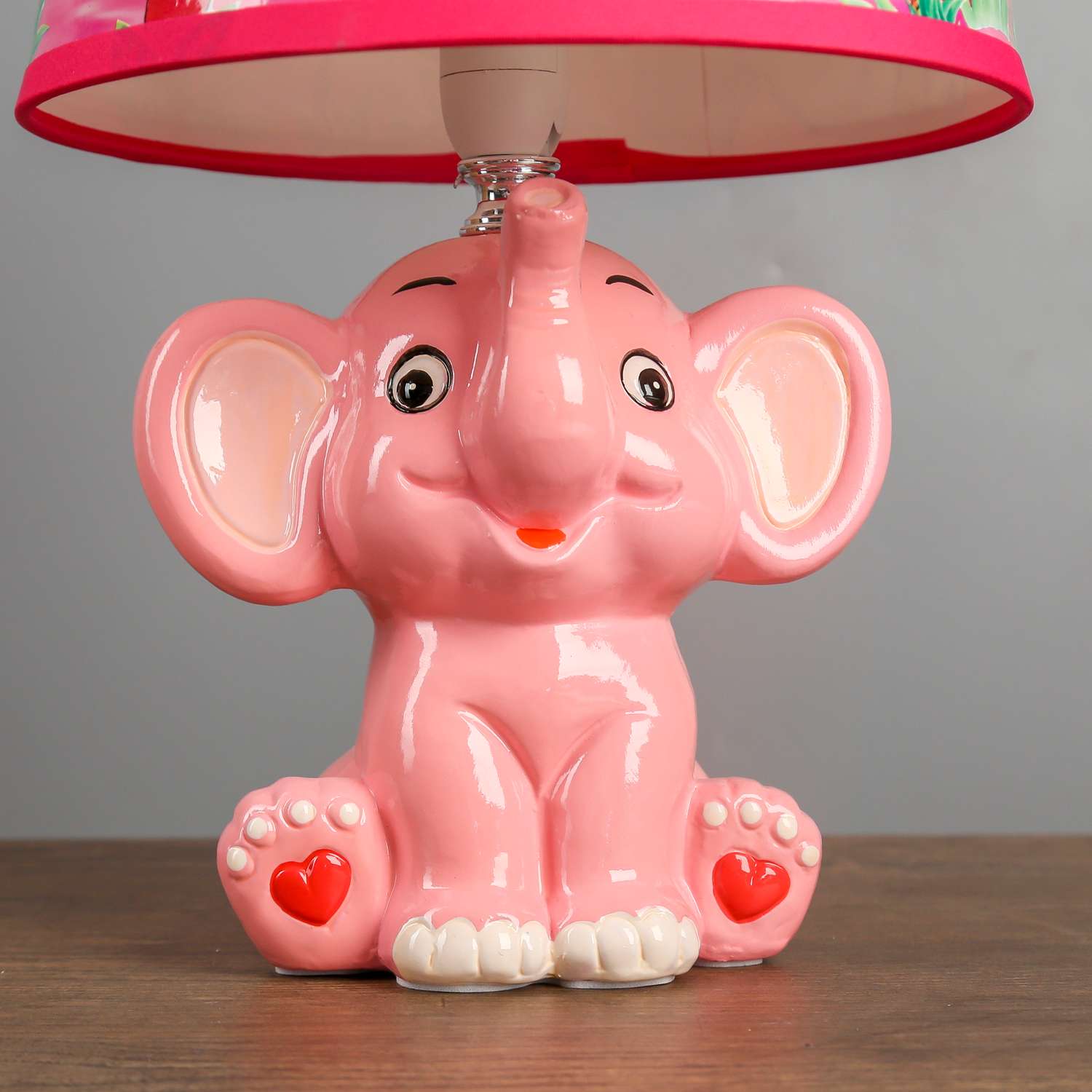 Лампа настольная RISALUX с абажуром «Слонёнок розовый» Е14 40W - фото 5