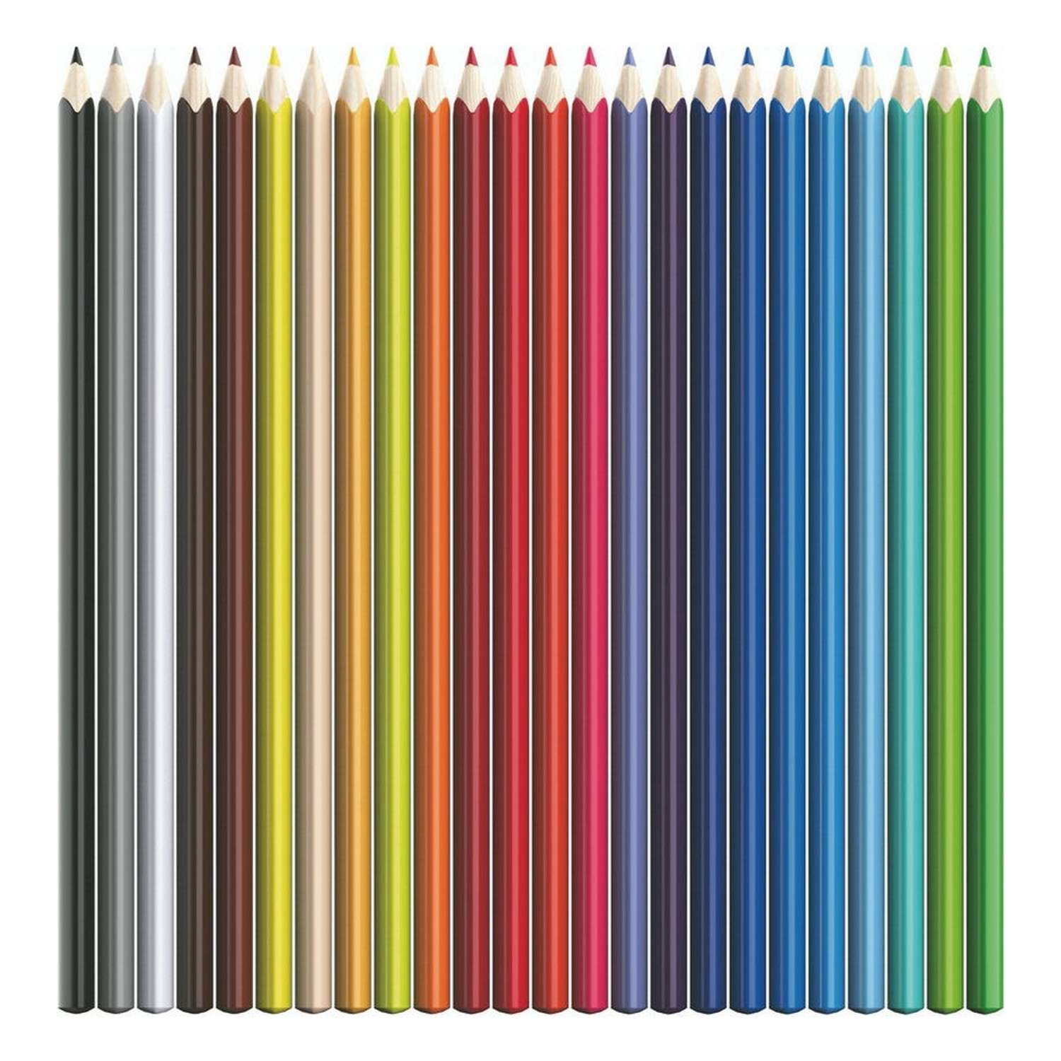 Карандаши акварельные цветные KEYROAD 24 цветов с кисточкой картонный футляр - фото 2