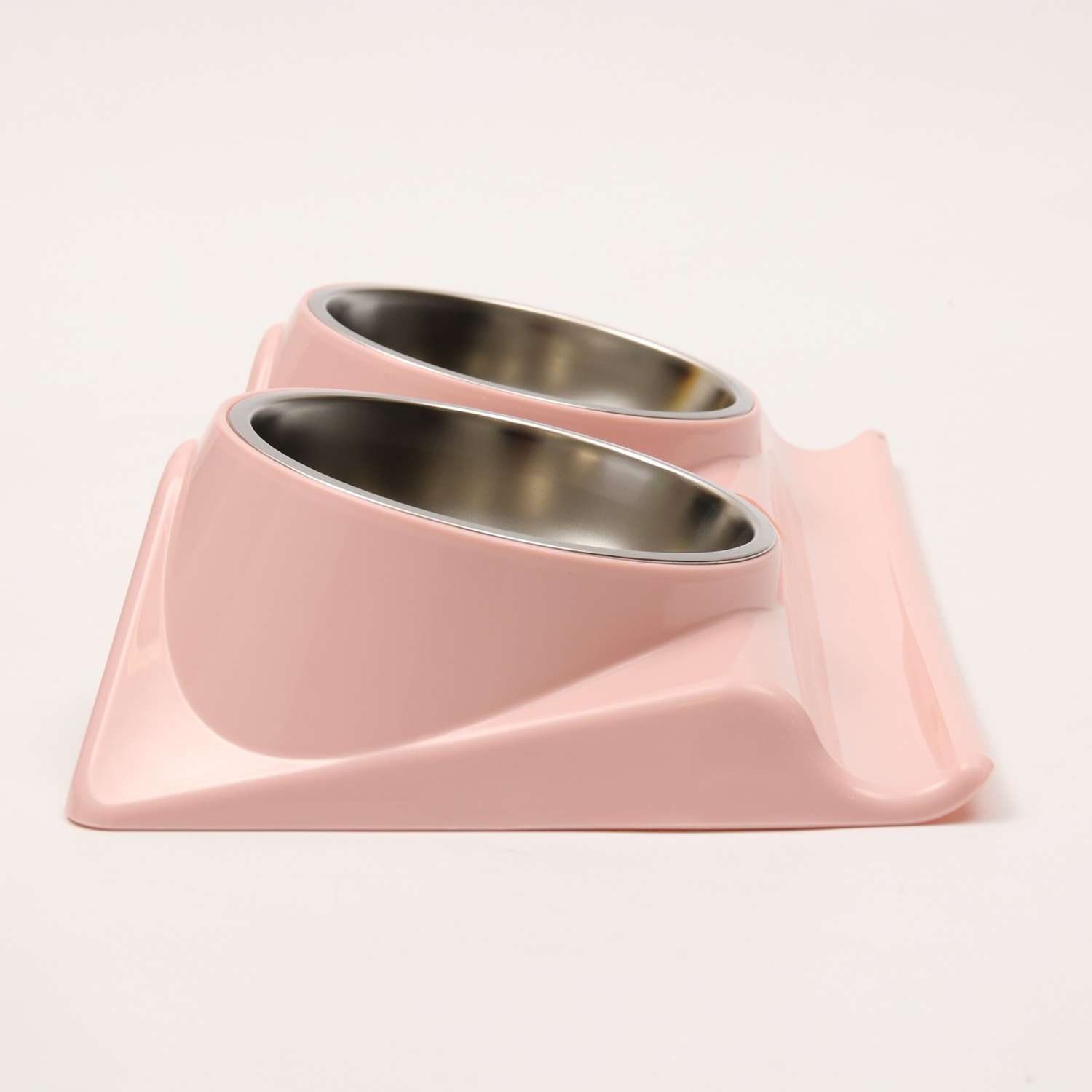 Миска Пижон металлическая двойная на пластиковой основе 38х22х9 см розовая 160 мл - фото 5