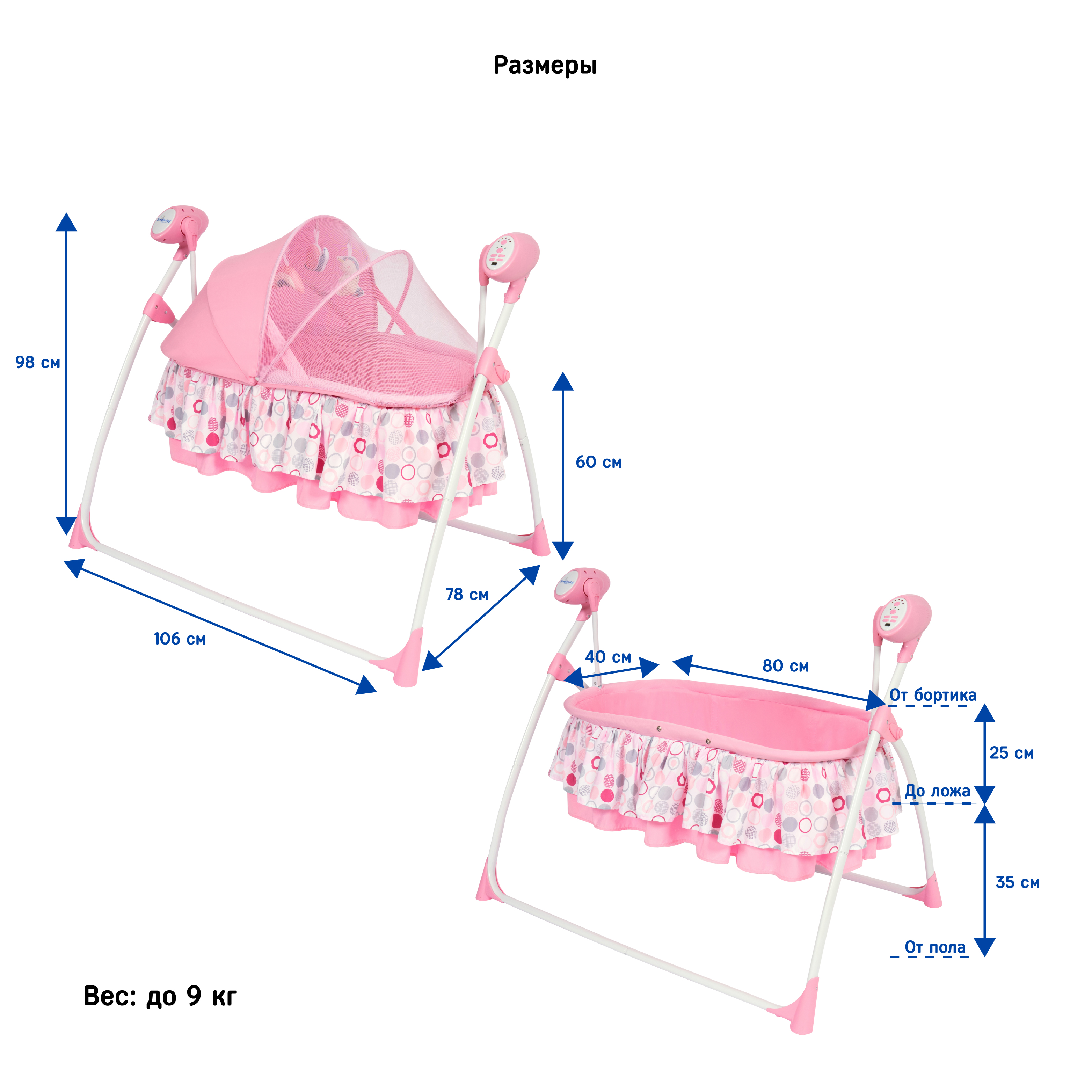 Колыбель SIMPLICITY 3020 Auto Pink Circles - фото 10