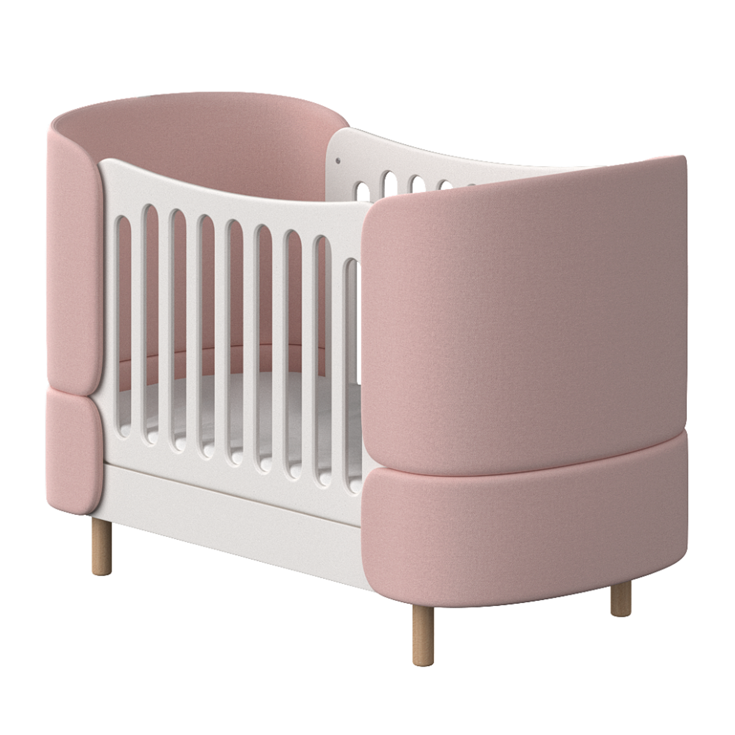Детская кроватка Ellipse KIDI soft овальная, (розовый) - фото 1