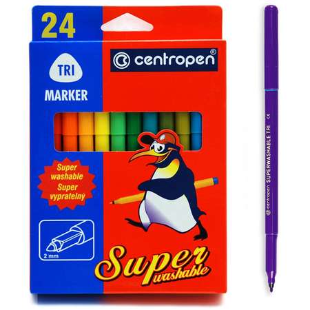 Фломастеры Centropen 24 цв SUPERWASHABLE TRJO