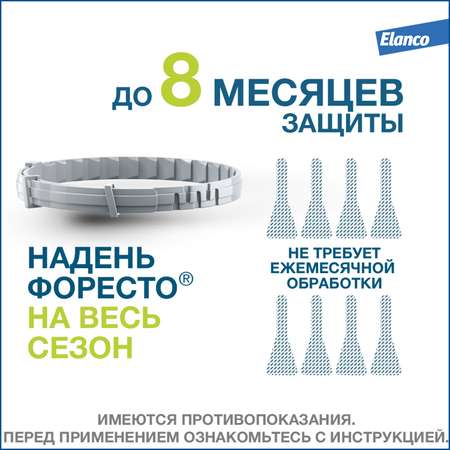 Ошейник для собак Elanco Foresto менее 8кг от блох и клещей защита 8месяцев 38см 65231