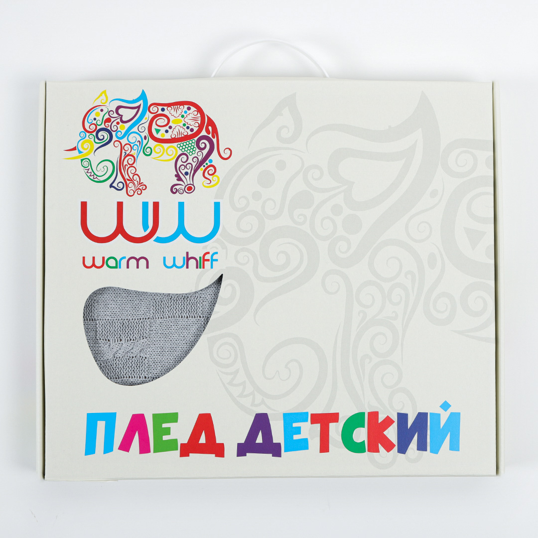 Плед-покрывало детский вязаный WARM WHIFF D-12 светло-серый на выписку в коляску в кроватку на лето 90x110 - фото 6