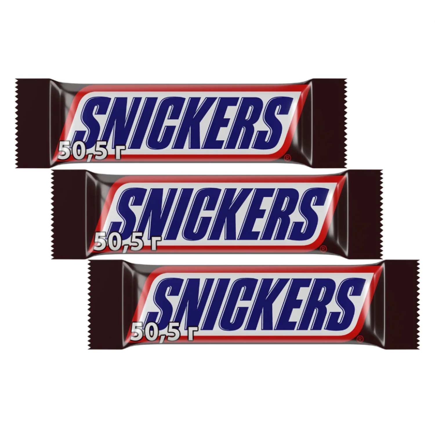 Шоколадно-ореховый батончик MARS Snickers 3 шт по 50.5 г - фото 1