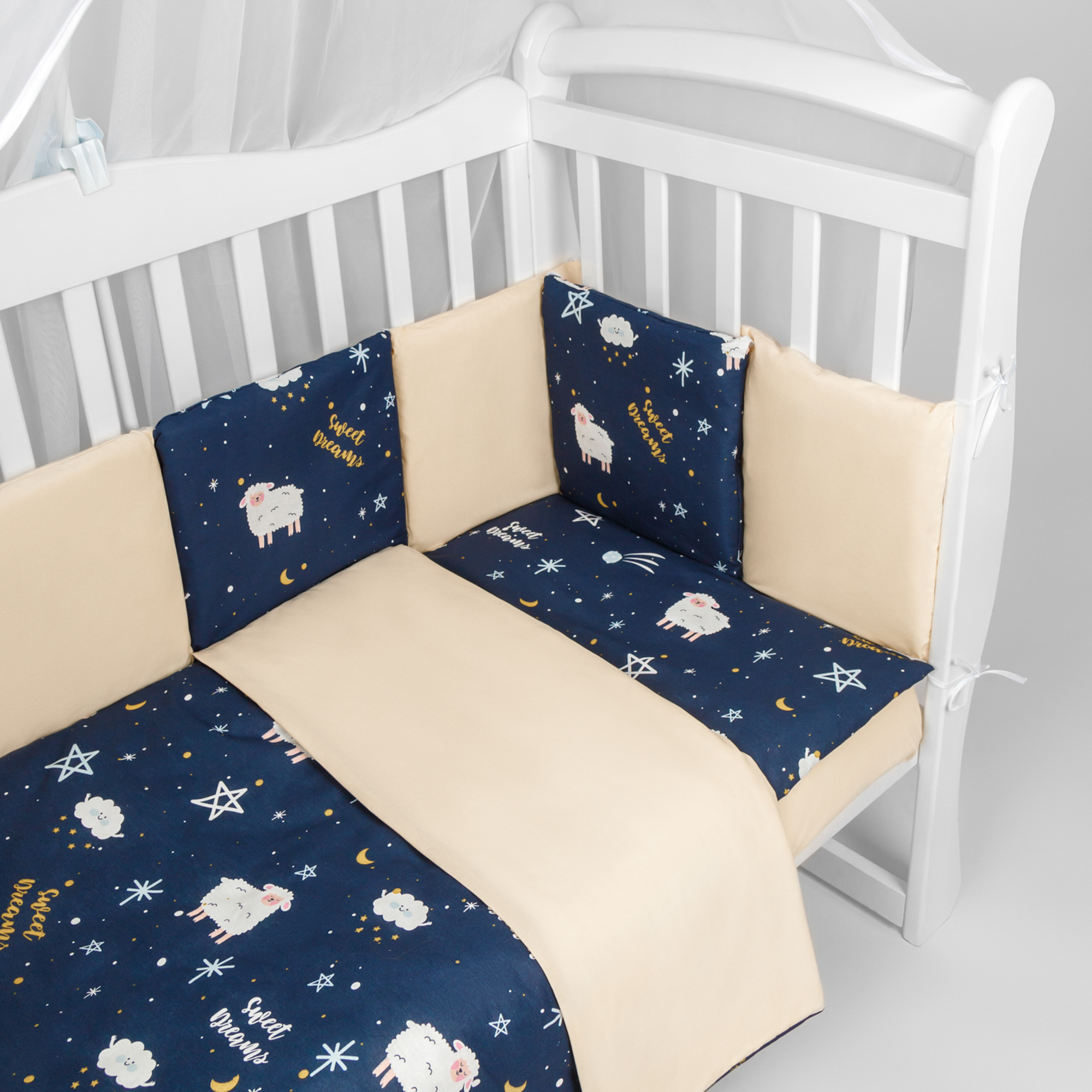 Комплект в кроватку AmaroBaby 3 предмета BABY BOOM Galaxy синий - фото 5