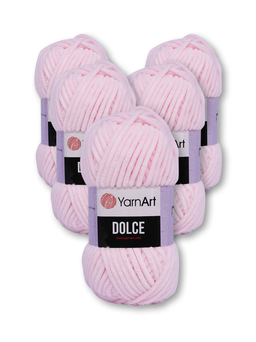 Пряжа для вязания YarnArt Dolce 100 гр 120 м микрополиэстер пушистая плюшевая 5 мотков 781 нежно-розовый - фото 3