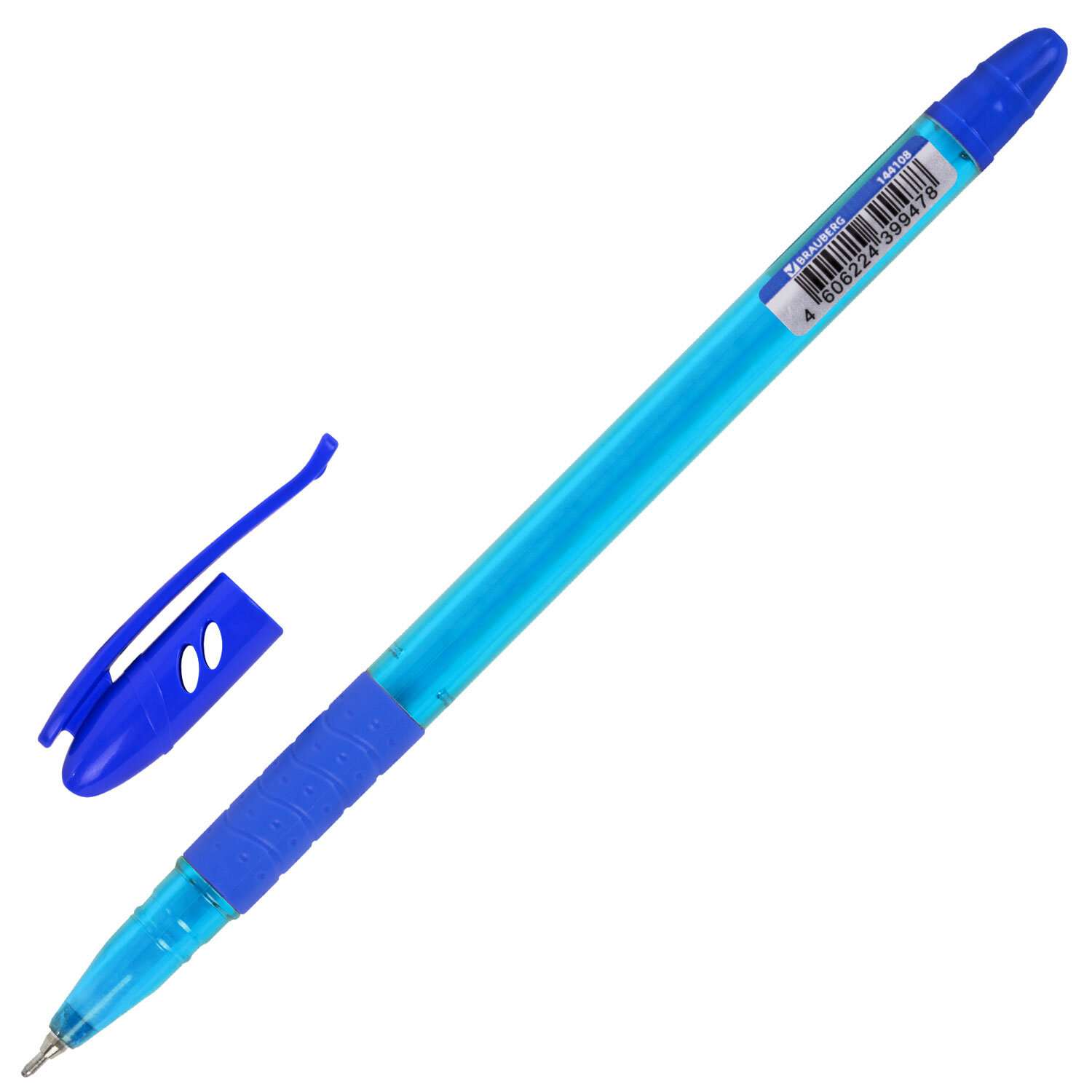 Ручки шариковые Brauberg синие набор 12 штук тонкие для школы - фото 4