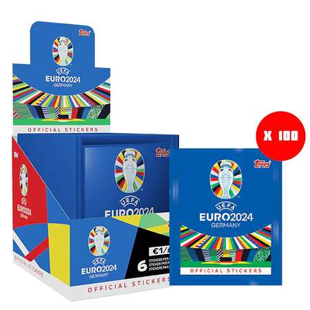 Бокс с наклейками topps Чемпионат Европы по футболу 100 пакетиков в наборе