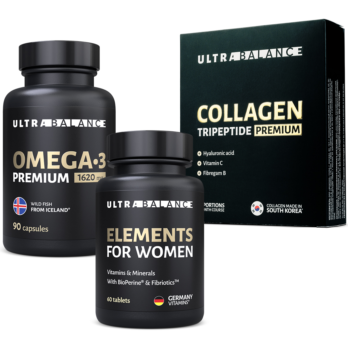 Спортивные витамины для женщин UltraBalance премиальный набор омега 3 и коллаген 30 саше порошок - фото 1