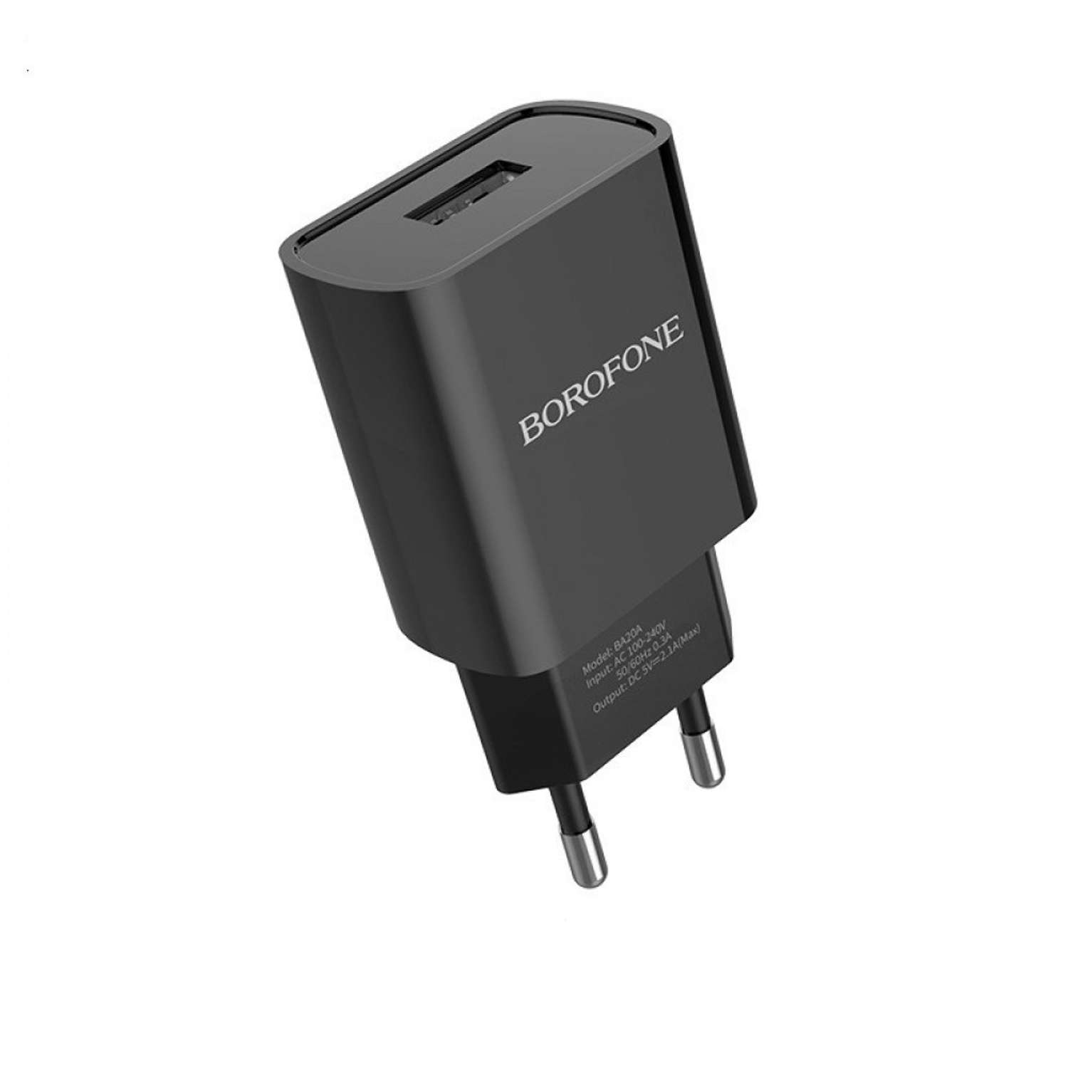 Сетевое зарядное устройство Borofone быстрая 2.1A MAX/ 1m/ черный - фото 1