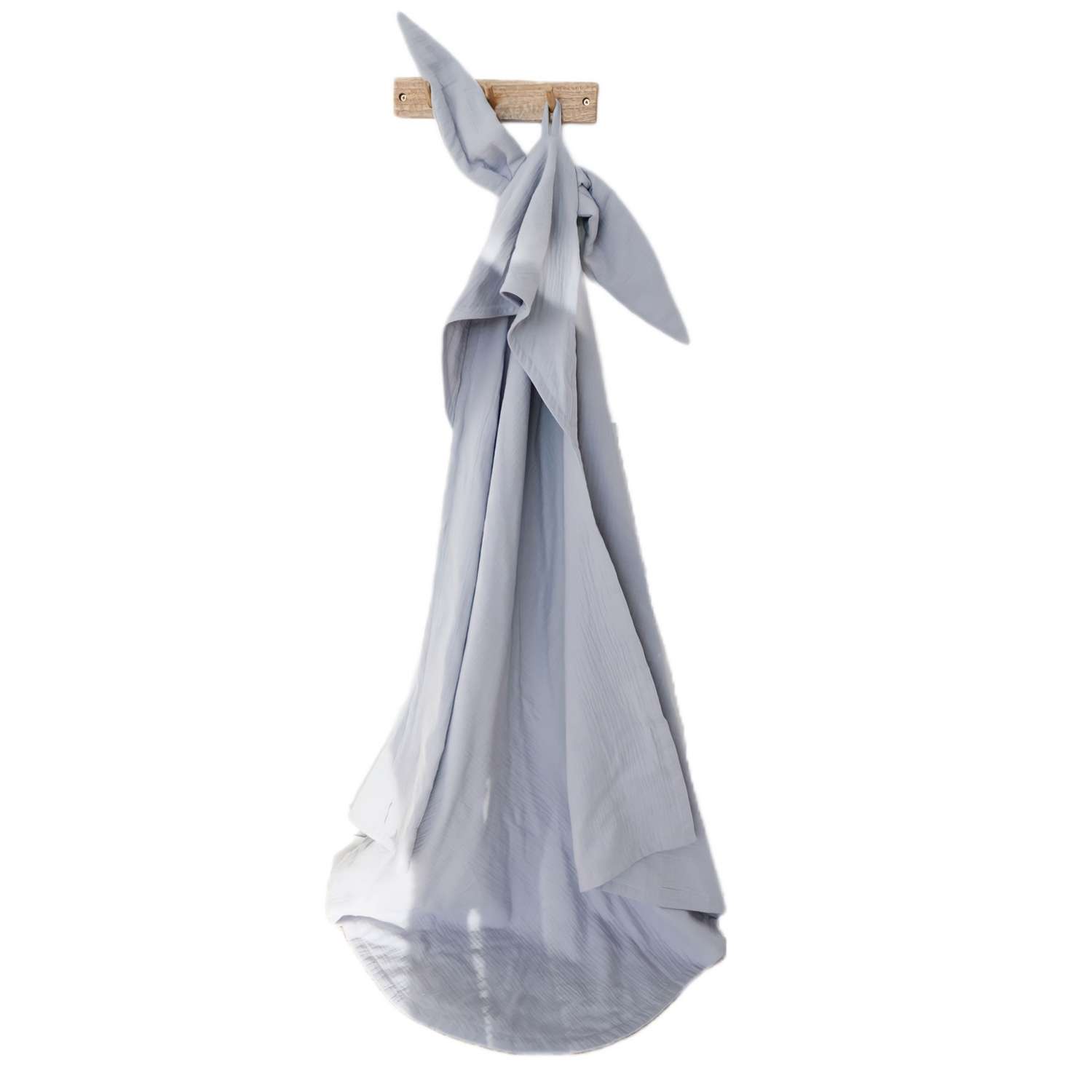 Муслиновое полотенце EcoMuslin с капюшоном серый зайчик 110х110 см - фото 1