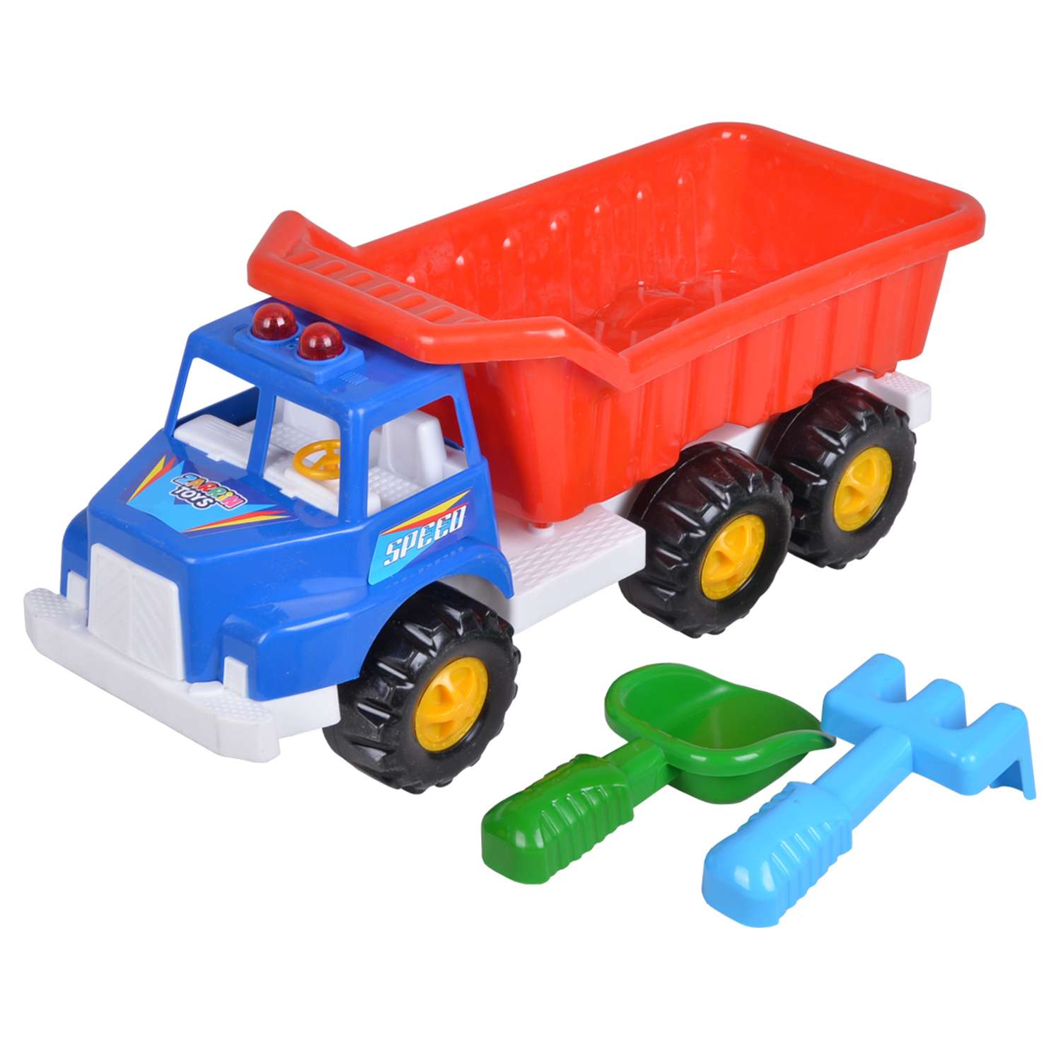 Автомобиль самосвал игрушечный Zarrin Toys Super Mini и набор песочный B3/синий-красный - фото 1