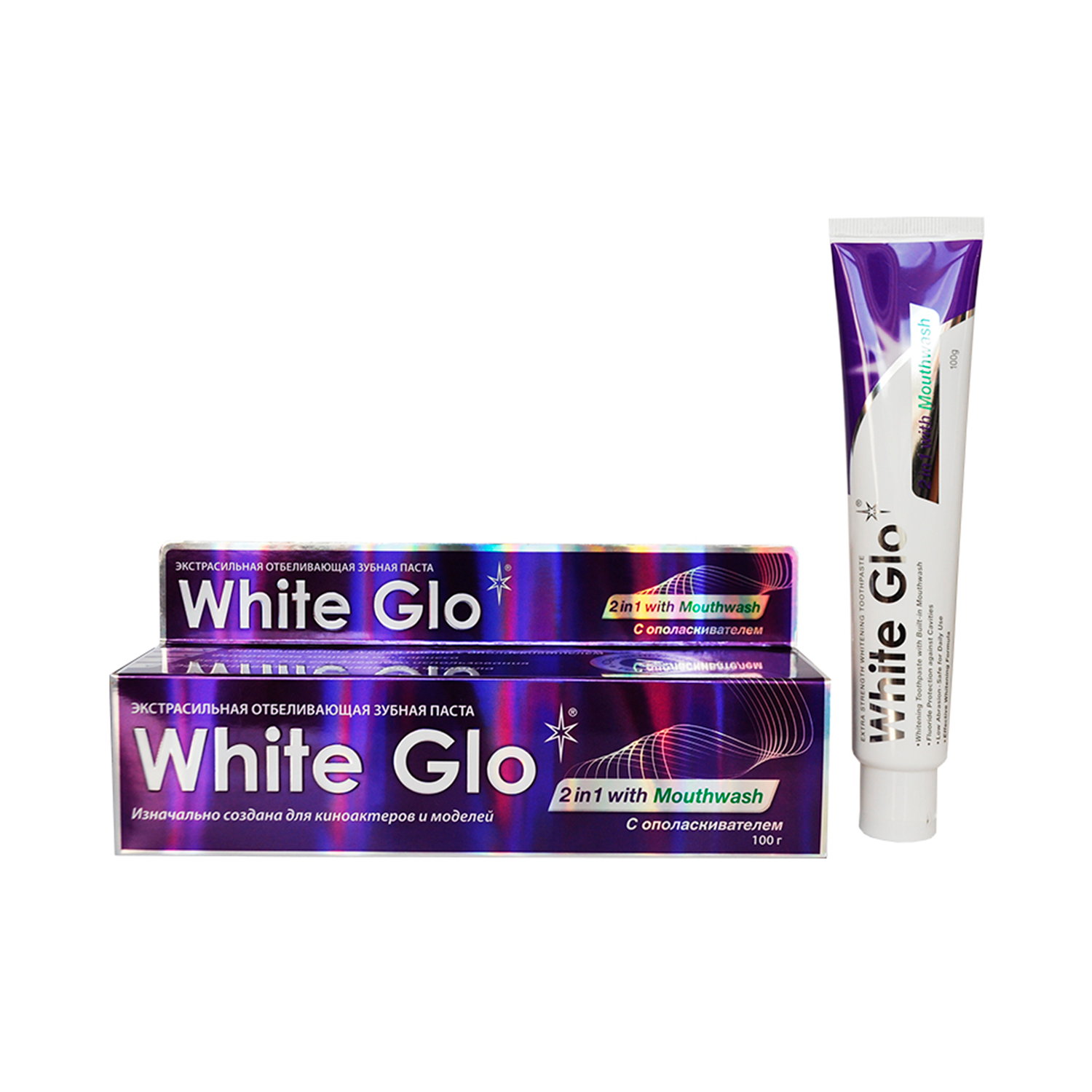 Зубная паста WHITE GLO отбеливающая 2в1 - фото 1