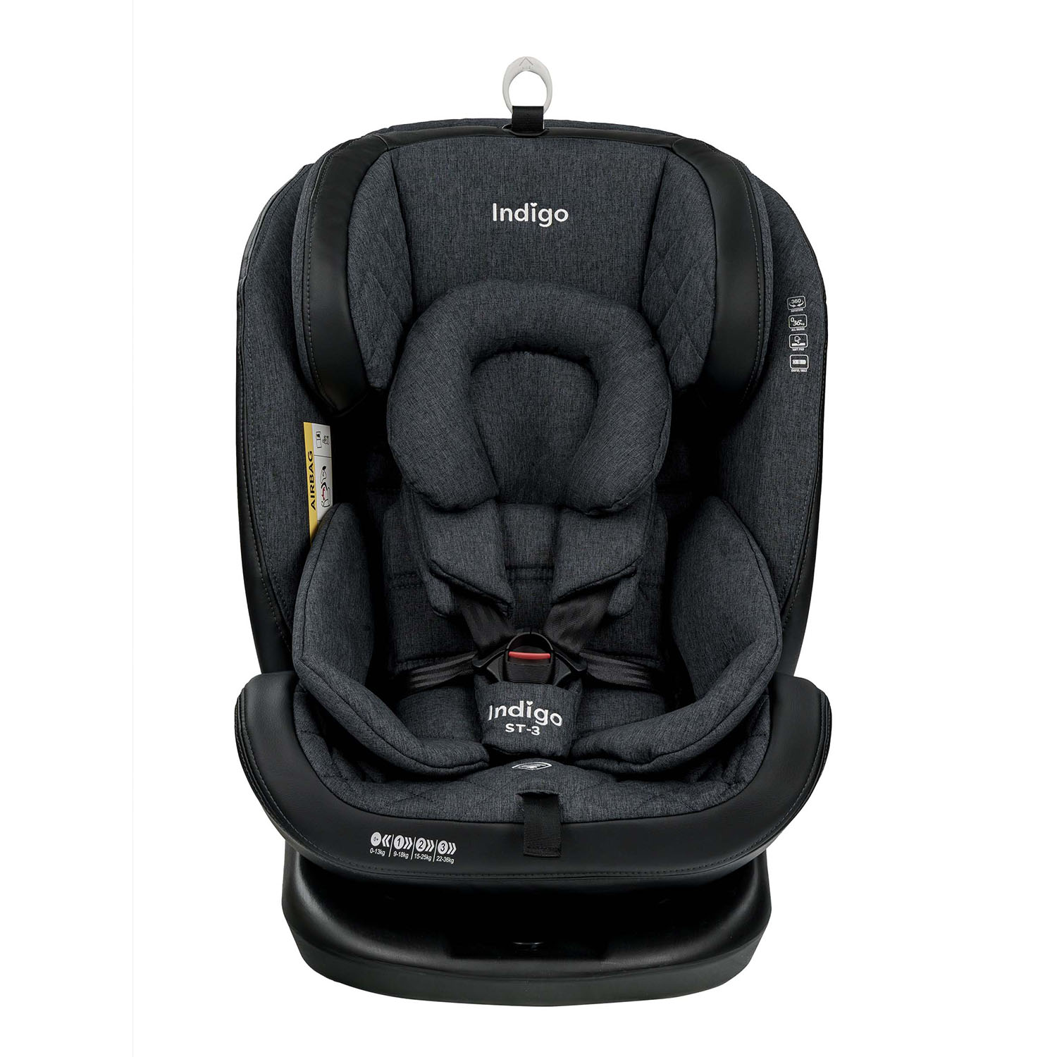 Автокресло Indigo Aero ST-3 Isofix растущее поворотное 0-36 кг темно-серый лен - фото 11