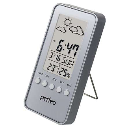 Часы-метеостанция Perfeo Window серебряный PF-S002A время температура влажность дата