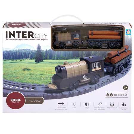 Игровой набор 1TOY InterCity Diesel Железная дорога Лесовоз 66 деталей