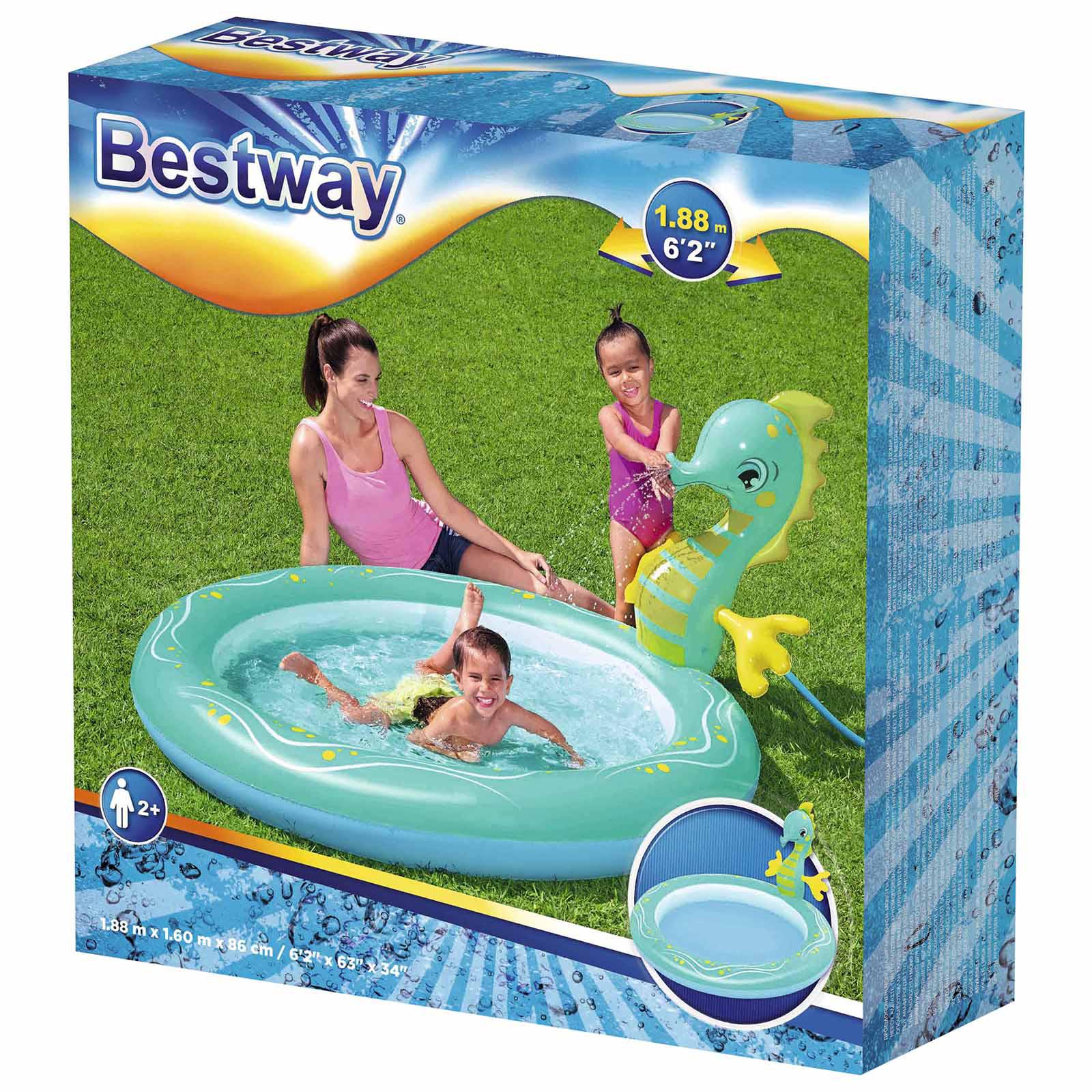 Бассейн надувной Bestway Seahorse 188 x 160 x 86 см с распылителем - фото 6