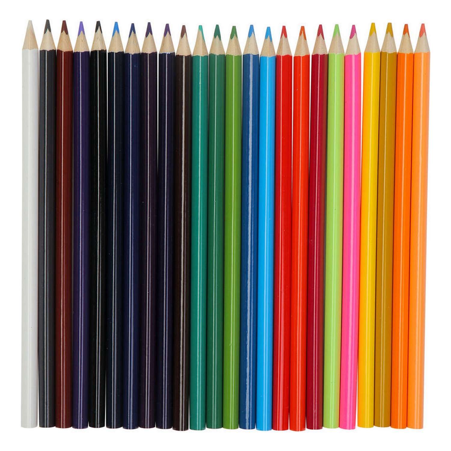 Карандаши цветные KEYROAD Rocket 24 цветов с точилкой трехгранные металлический тубус - фото 2