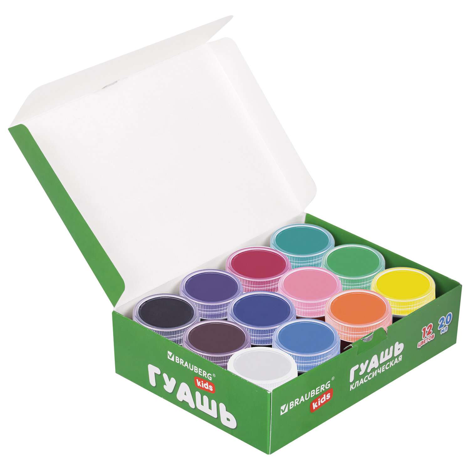 Гуашь Brauberg краска для рисования школьная 12 цветов по 20 мл - фото 2