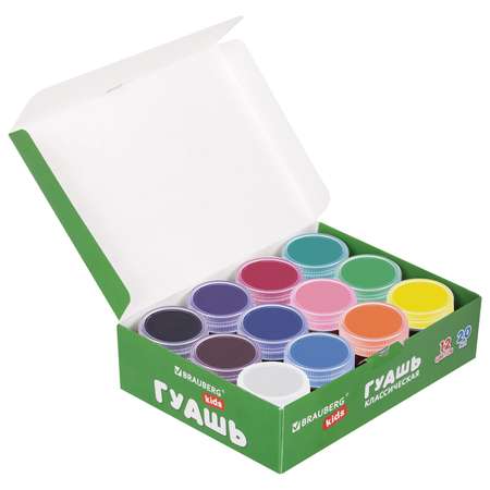 Гуашь Brauberg краска для рисования школьная 12 цветов по 20 мл
