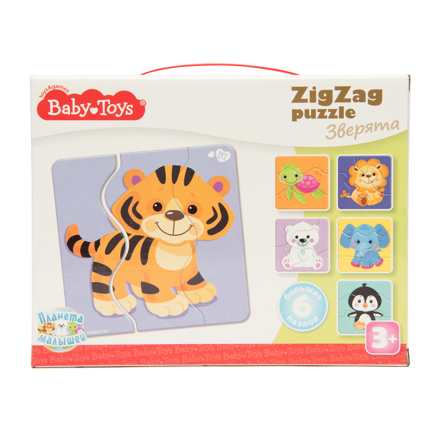 Макси пазлы Baby Toys зигзаг Зверята, 18 элементов