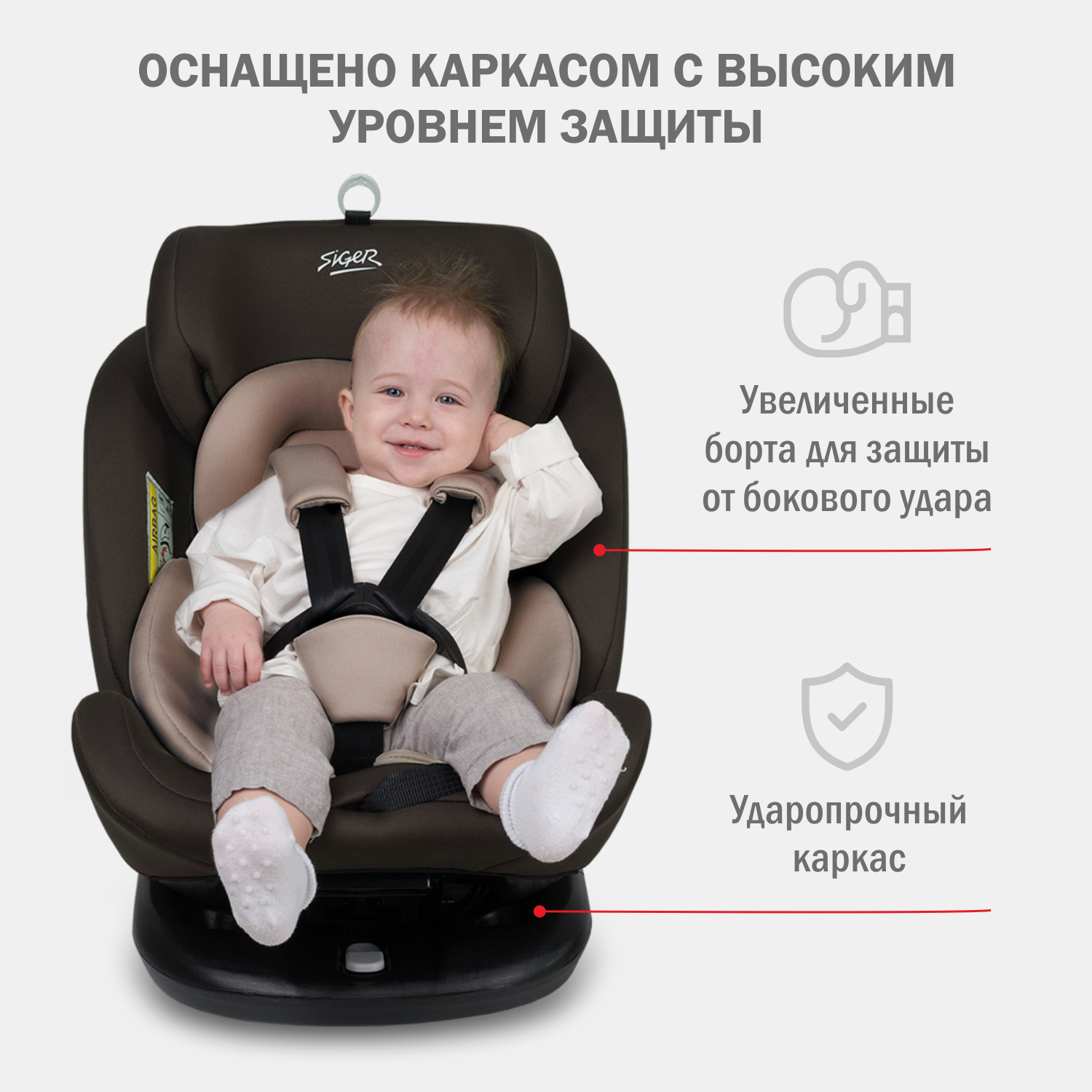 Автомобильное кресло SIGER УУД Siger Престиж Isofix гр.0+/I/II/III мокко - фото 2