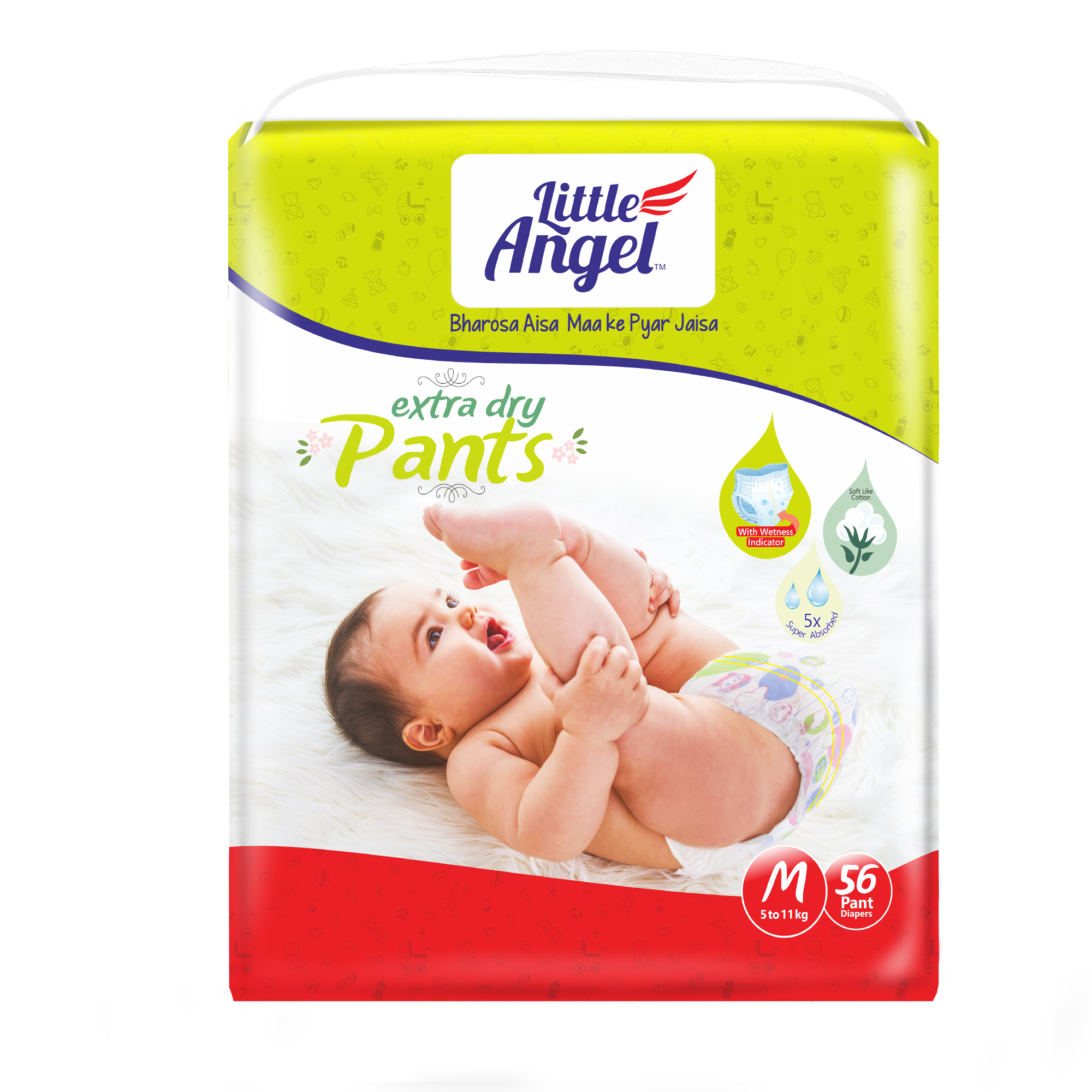 Подгузники-трусики Little Angel. Extra Dry M (5-7 кг) 56штук - фото 6