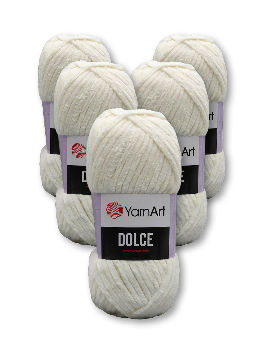 Пряжа для вязания YarnArt Dolce 100 гр 120 м микрополиэстер пушистая плюшевая 5 мотков 745 белый - фото 3