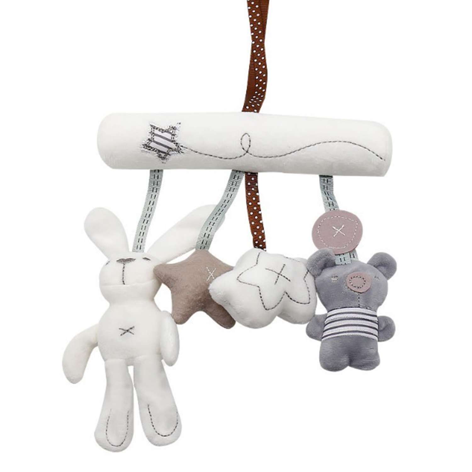 Мягкая игрушка подвеска SHARKTOYS Развивающая зайчик и мишка - фото 1