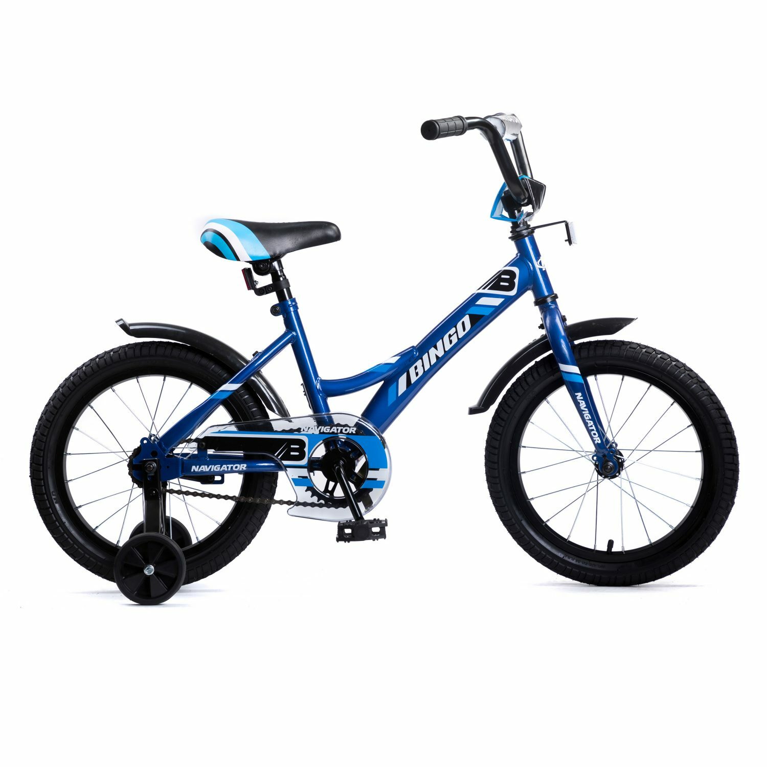 Велосипед детский Navigator Bingo 16 дюймов четырехколесный двухколесный городской синий - фото 10