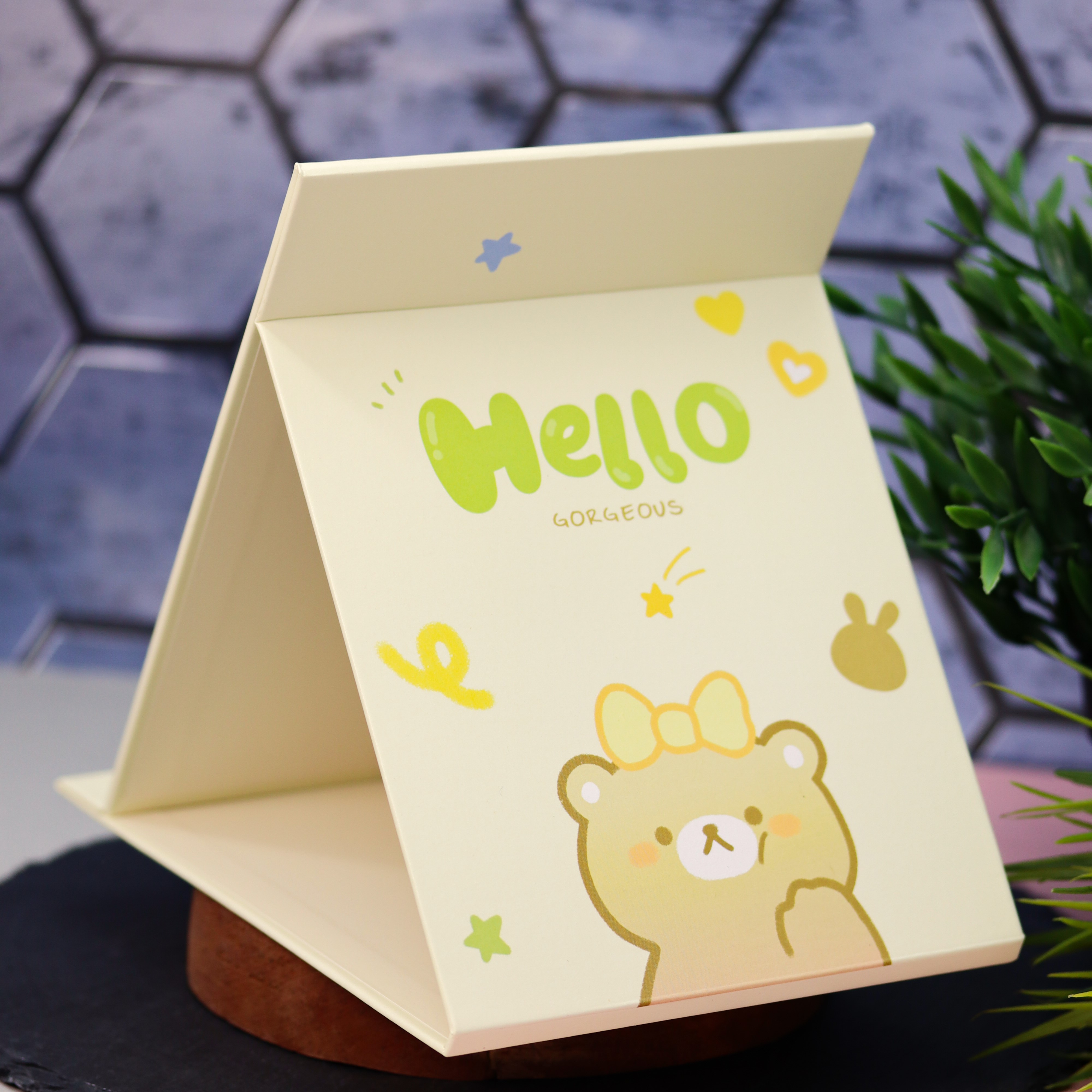 Зеркало настольное для макияжа iLikeGift Hello bear yellow - фото 2