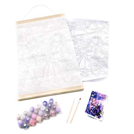 Набор для творчества Origami Геншин Картина ПАННО Когда цветёт сакура 30*50 раскрашивание по номерам 08109