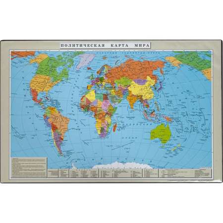 Коврик на стол Attache 38x58 см Политическая карта мира черный 1 шт