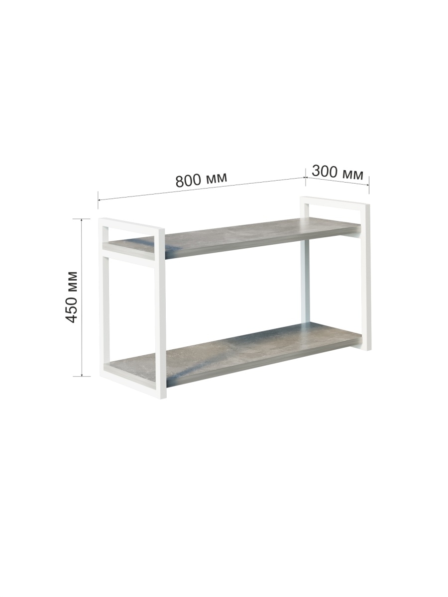 Полка настенная WoodSteel в стиле лофт Chicago 80x30х45 см ателье светлый белый - фото 2