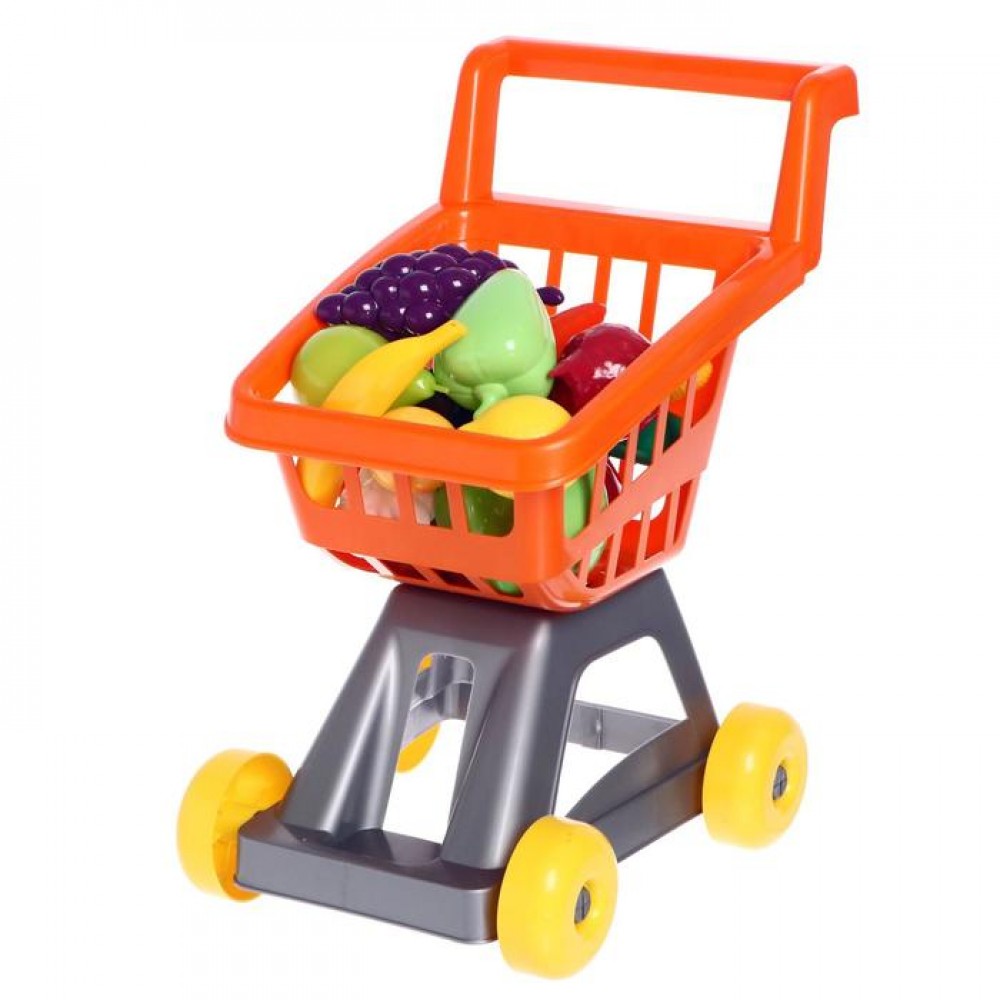 Игровой набор Стром Тележка для супермаркета с фруктами и овощами Оранжевая - фото 3