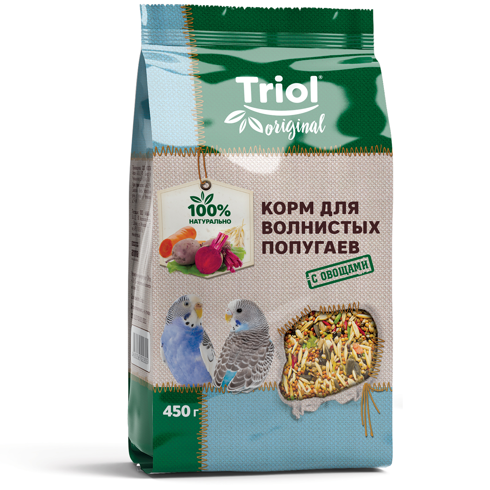 Корм для волнистых попугаев Triol 450г Original с овощами - фото 1