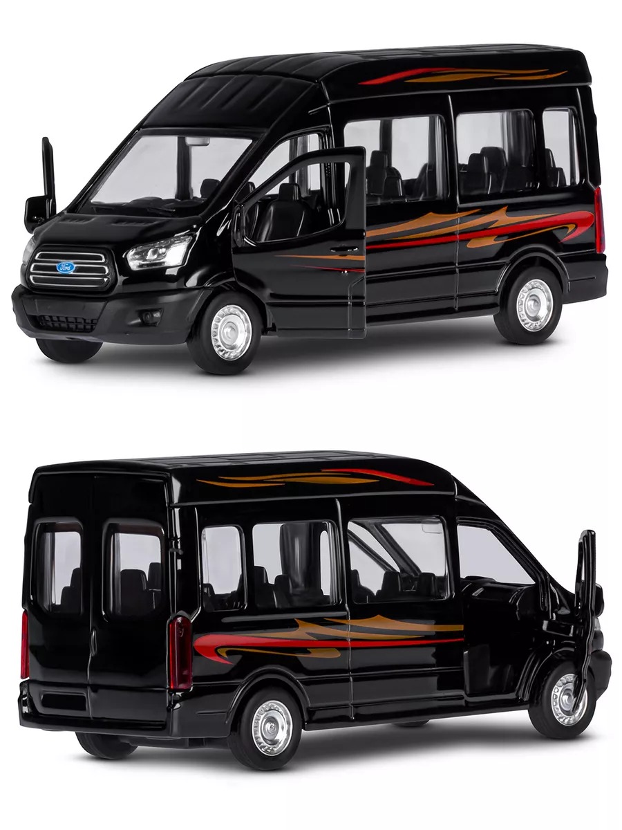 Автомобиль АВТОпанорама Ford Transit 1:52 черный JB1251272 - фото 7