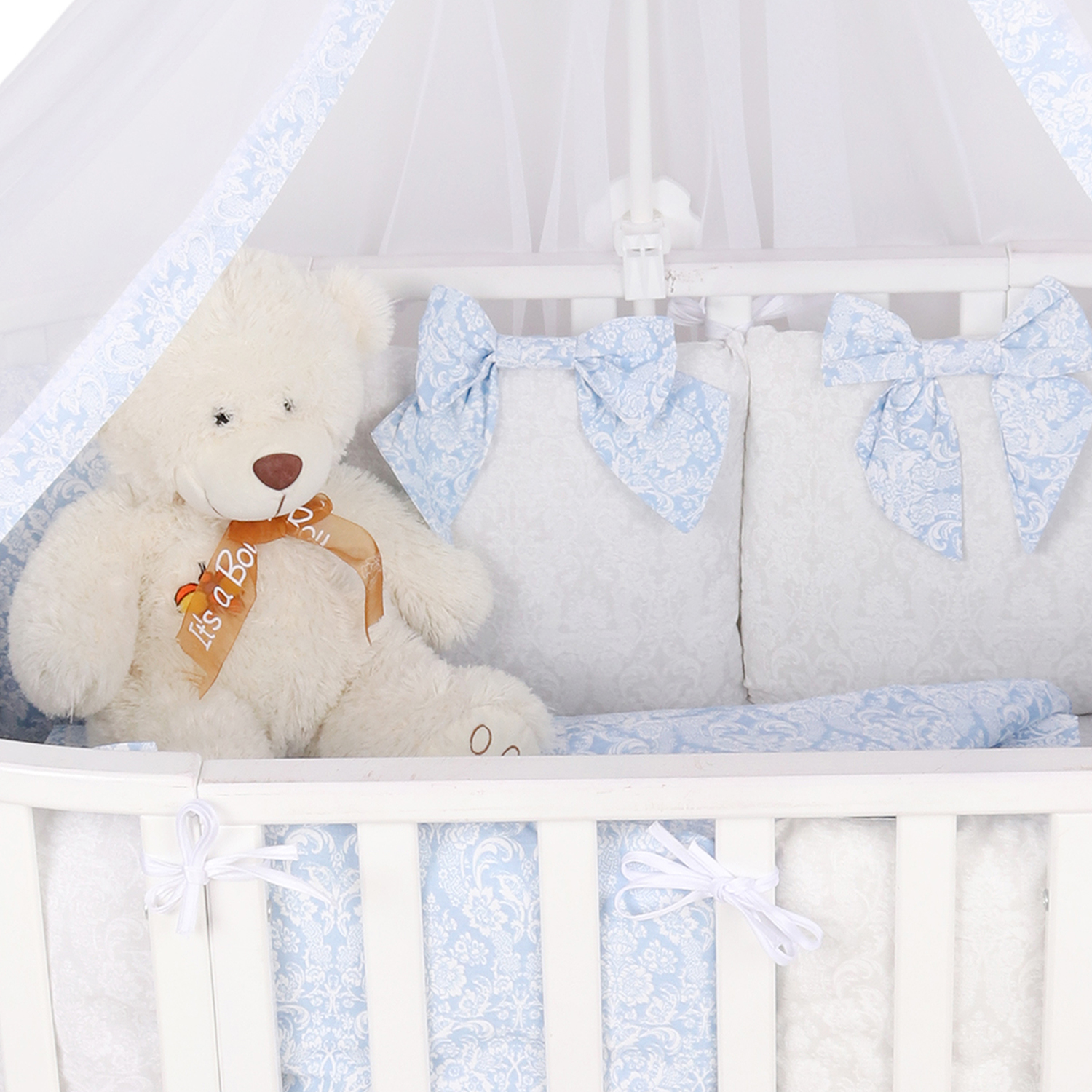 Комплект постельного белья Amarobaby Элит Premium 7предметов Голубой - фото 8