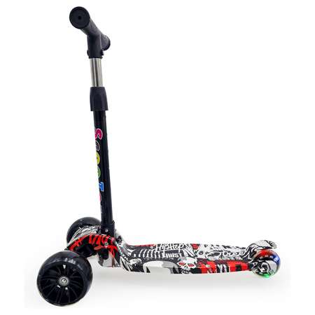 Самокат Funky Toys 3-х колесный с регулируемой ручкой и светом 72см S+S широкие колеса