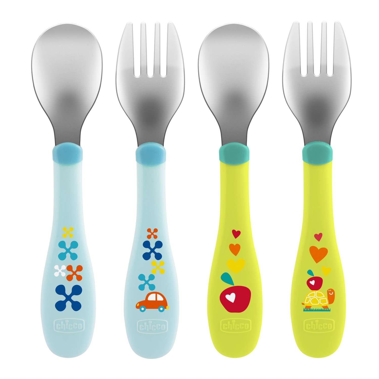 Набор приборов Chicco Metal Cutlery ложка+вилка с 18месяцев Голубой - фото 5