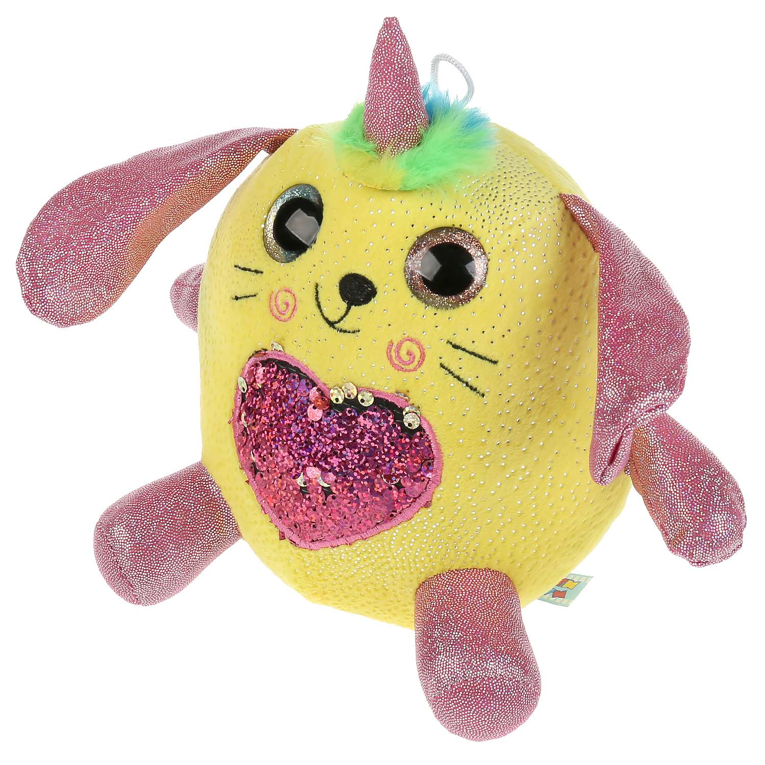 Мягкая игрушка Мульти-Пульти Кругляш с пайетками в сердечке желтый 16см без чипа 298814 - фото 2