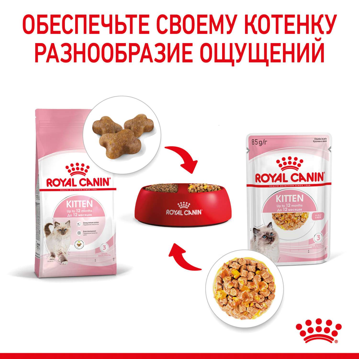 Корм влажный для котят ROYAL CANIN Kitten Instictive 85г желе пауч 77850 - фото 7