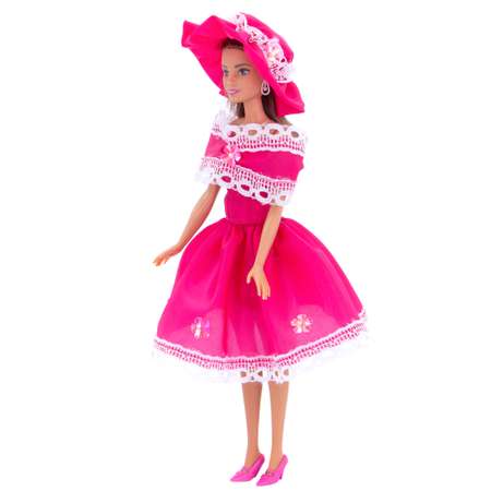 Легкое платье из шелка Модница для куклы 29 см 1401 малиновый