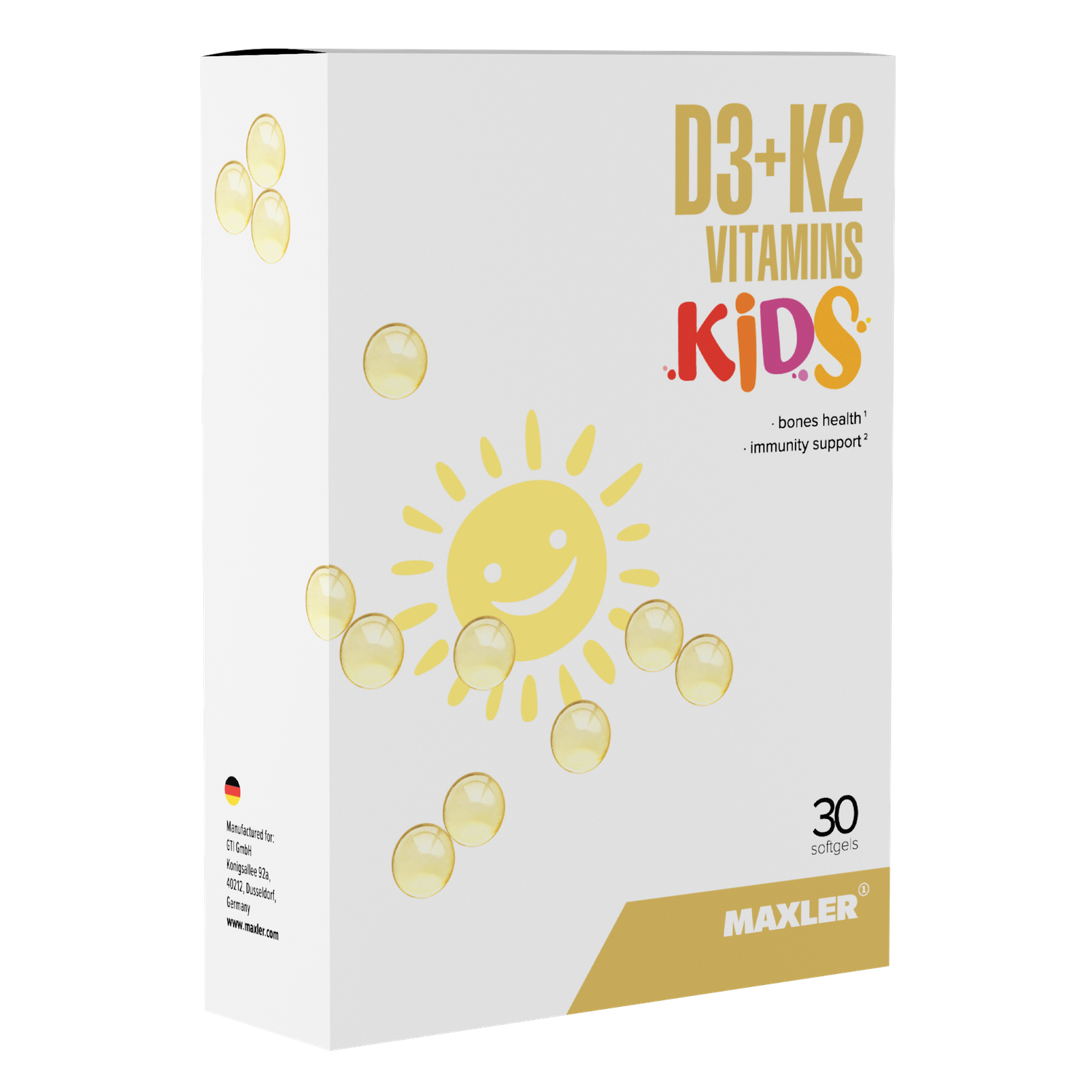 Витамины для детей MAXLER Кальций + Витамин Д3 (D3+K2) 30 капсул - фото 1