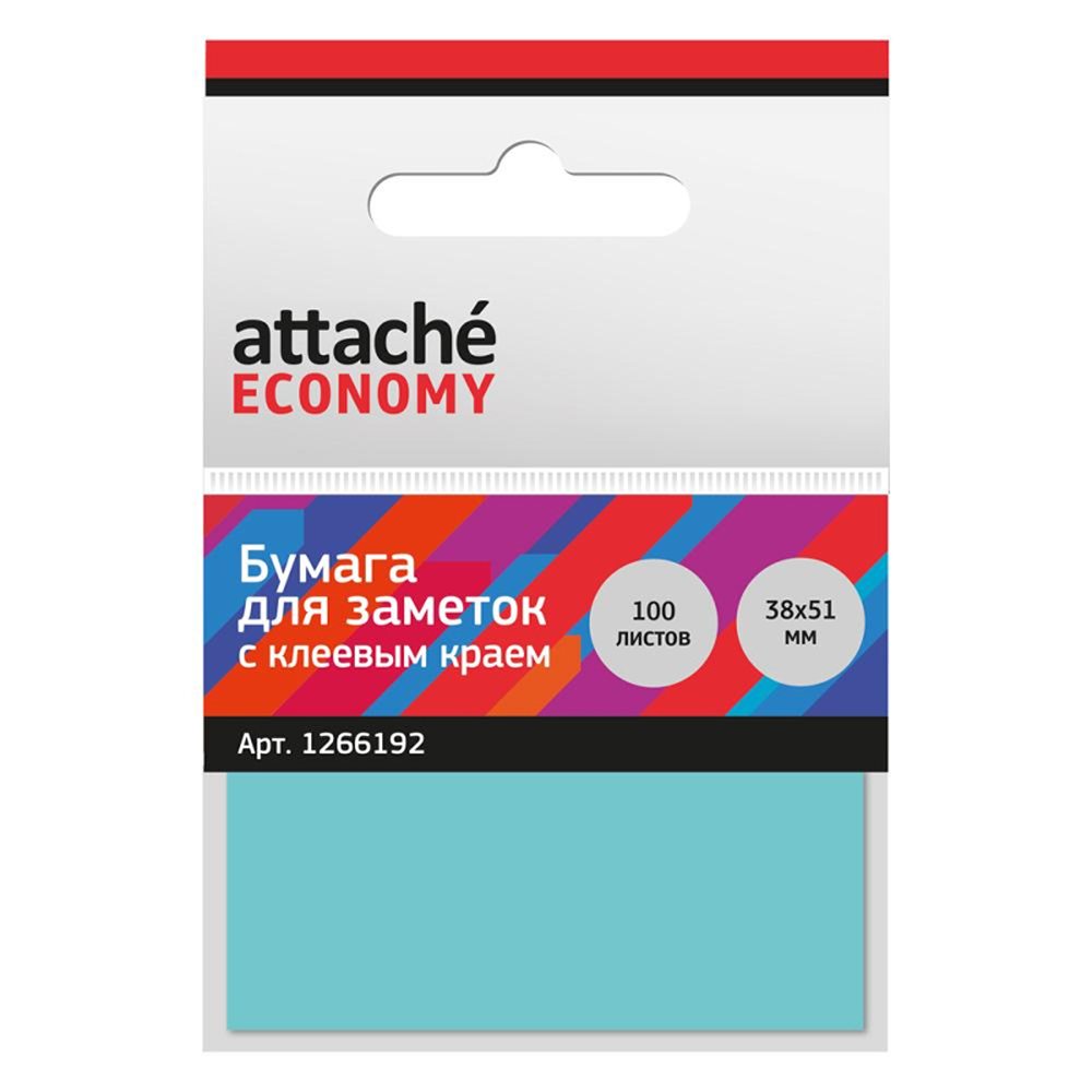 Стикеры Attache с клеевым краем 38x51 мм 100 листов синий 8 уп - фото 3