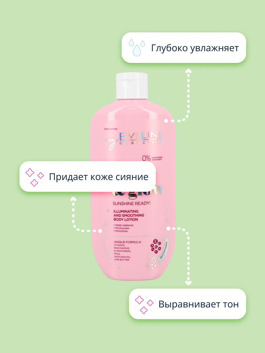 Лосьон для тела EVELINE Beauty glow разглаживающий с эффектом сияния 350 мл - фото 3